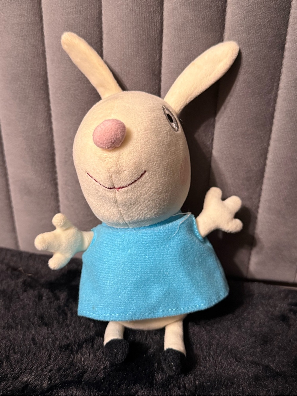 Peppa Pig Rebecca Rabbit Plush Blue Dress Stuffed Animal Bunny Toy 8”